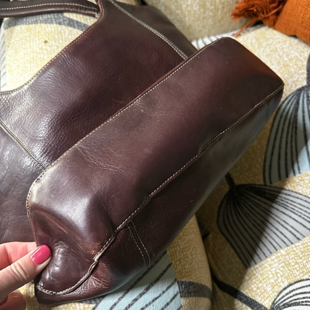 Latico dark brown leather handbag- large - Picture 3 of 5